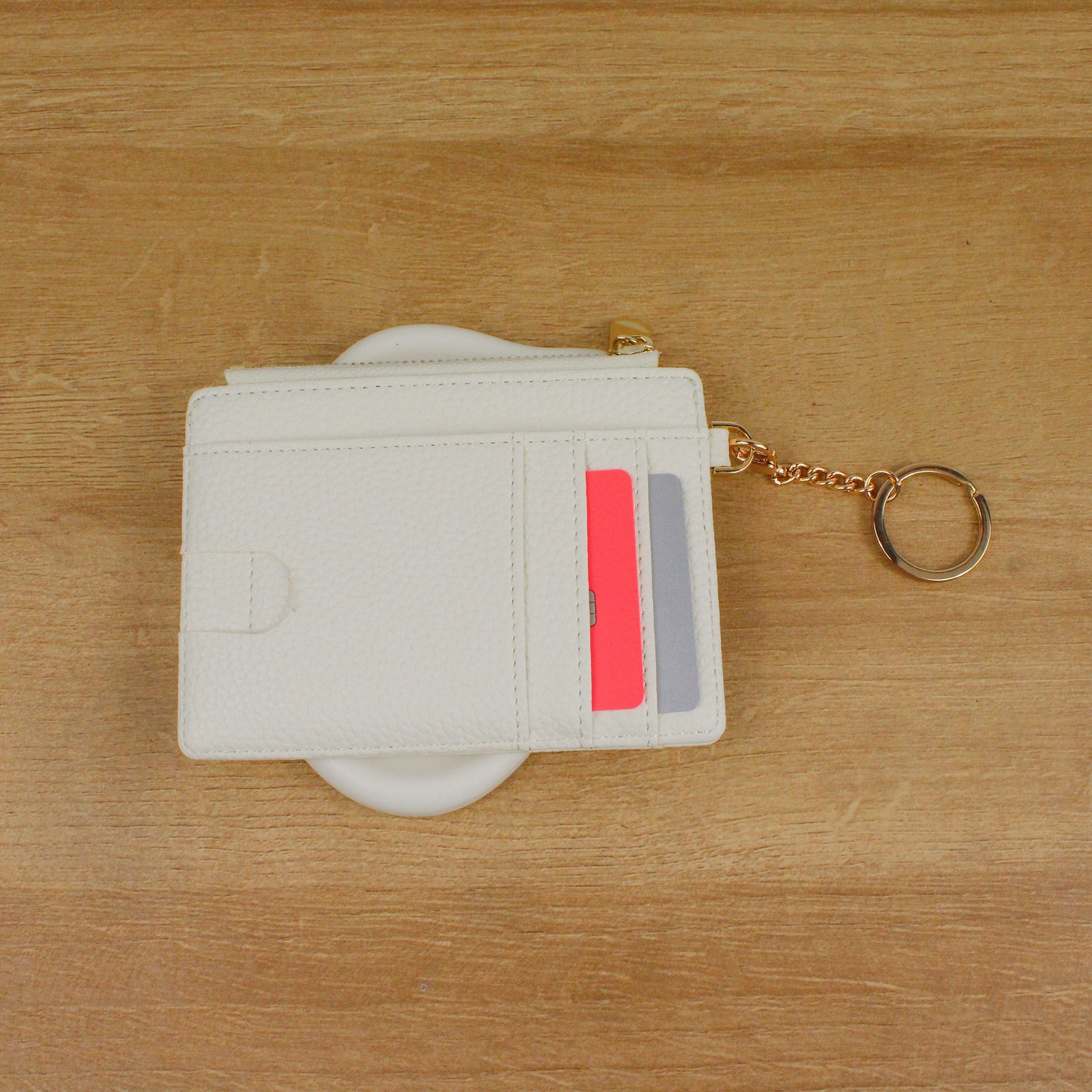 Pearly Pouch Leather Card Holder Keychain