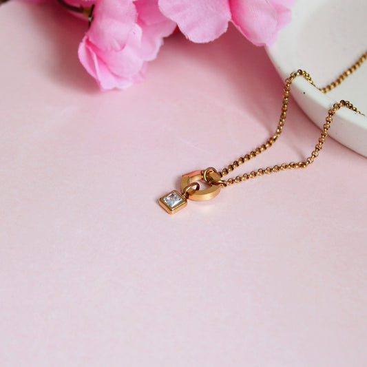 Gold April Birthstone Charm Necklace