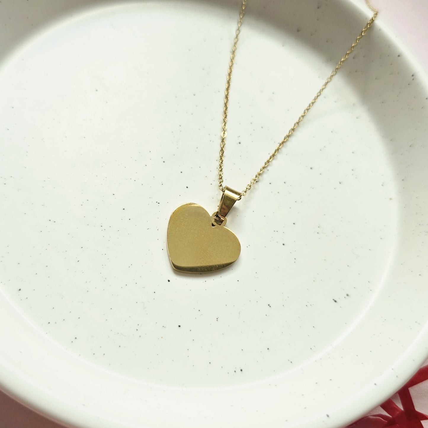 Custom Engraved Gold Heart Necklace