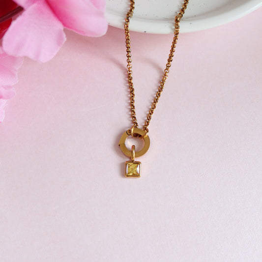 Gold November Birthstone Charm Necklace