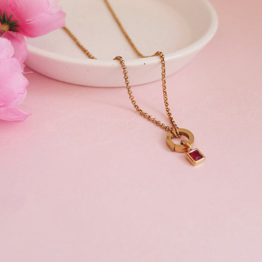 Gold January Birthstone Charm Necklace