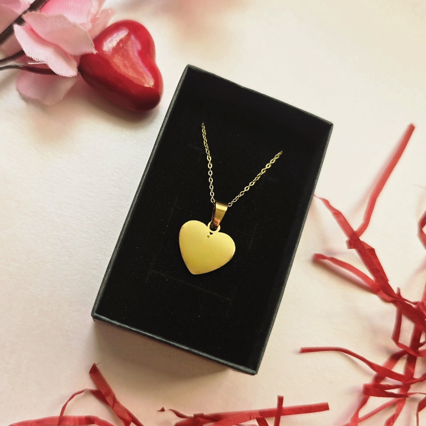 Custom Engraved Gold Heart Necklace