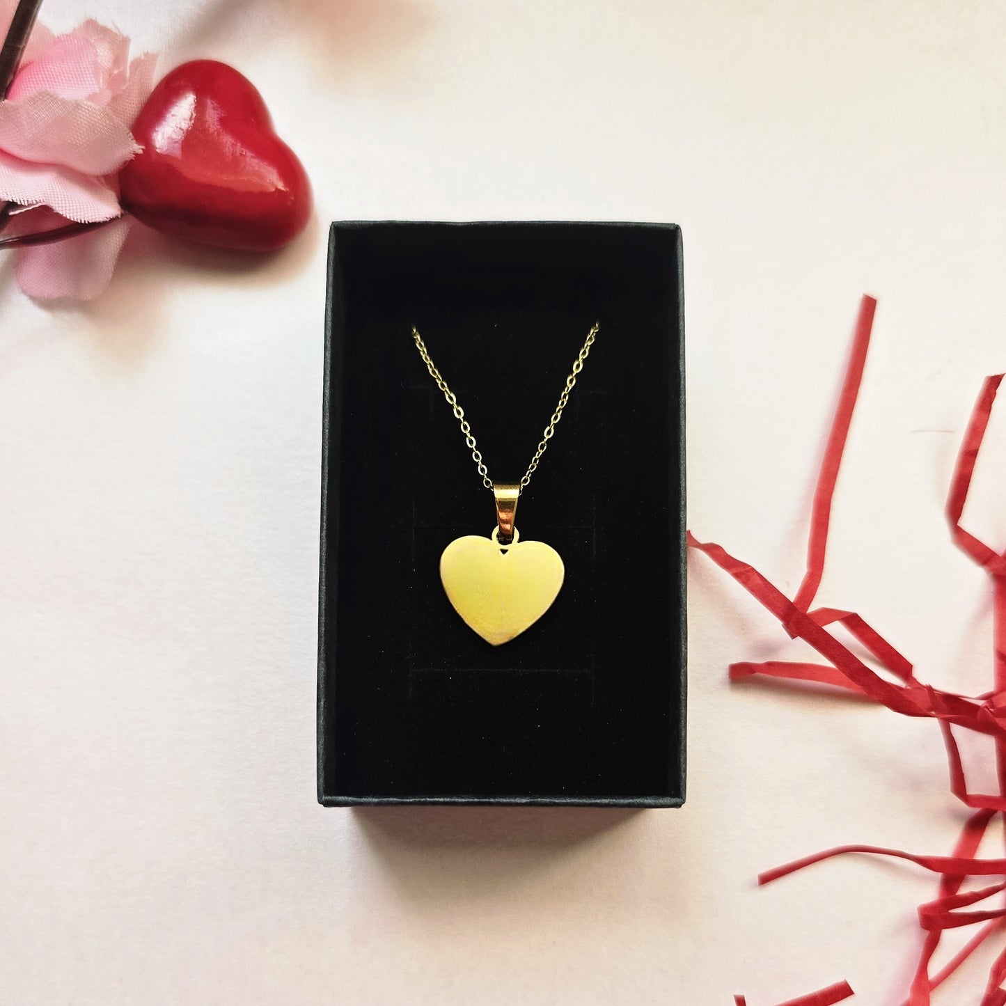 Custom Engraved Gold Heart Necklace