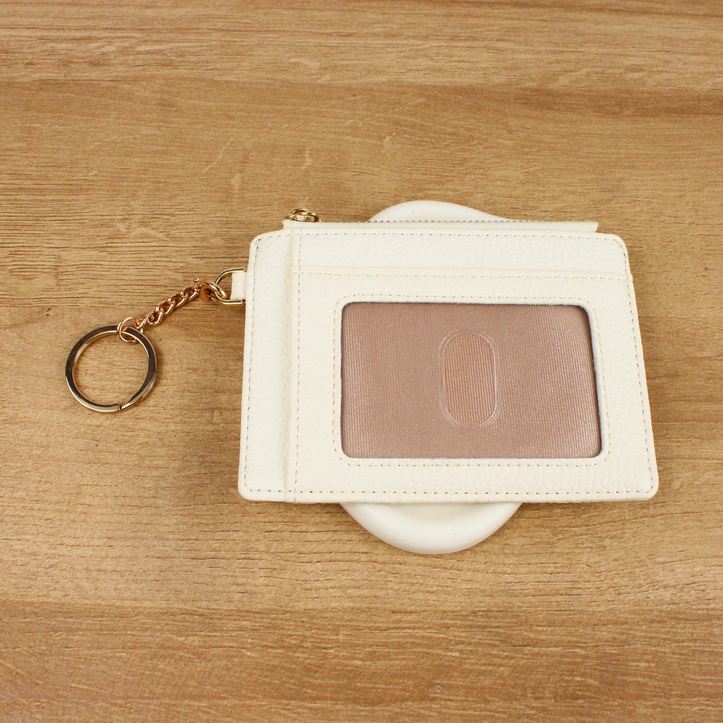 Pearly Pouch Leather Card Holder Keychain