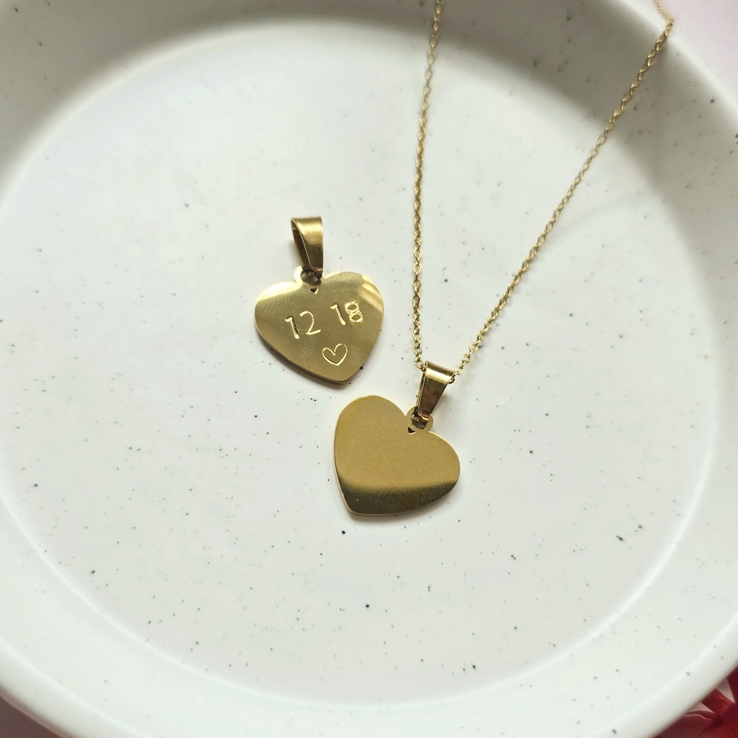Custom Engraved Gold Heart Necklace