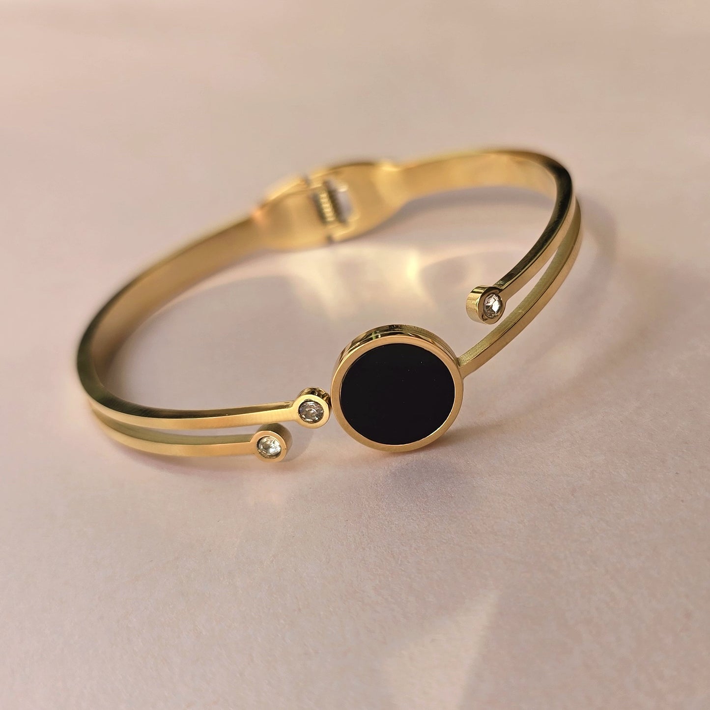 Gold Bracelet With Midnight Black Stone
