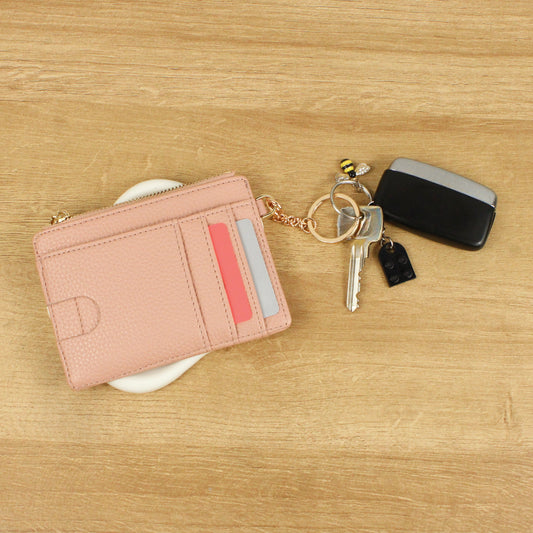 Blush Leather Card Holder Keychain
