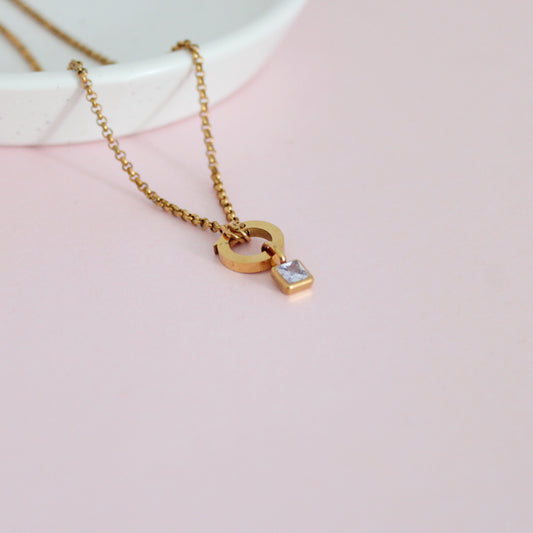 Gold June Birthstone Charm Necklace