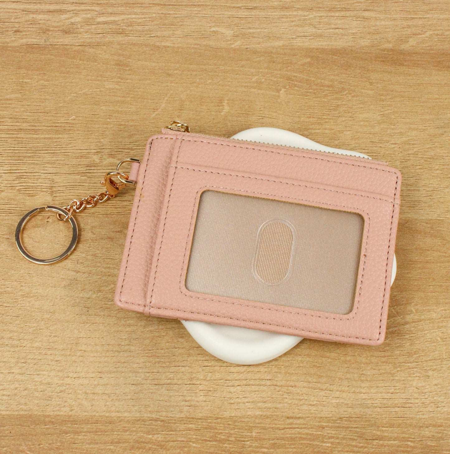 Blush Leather Card Holder Keychain