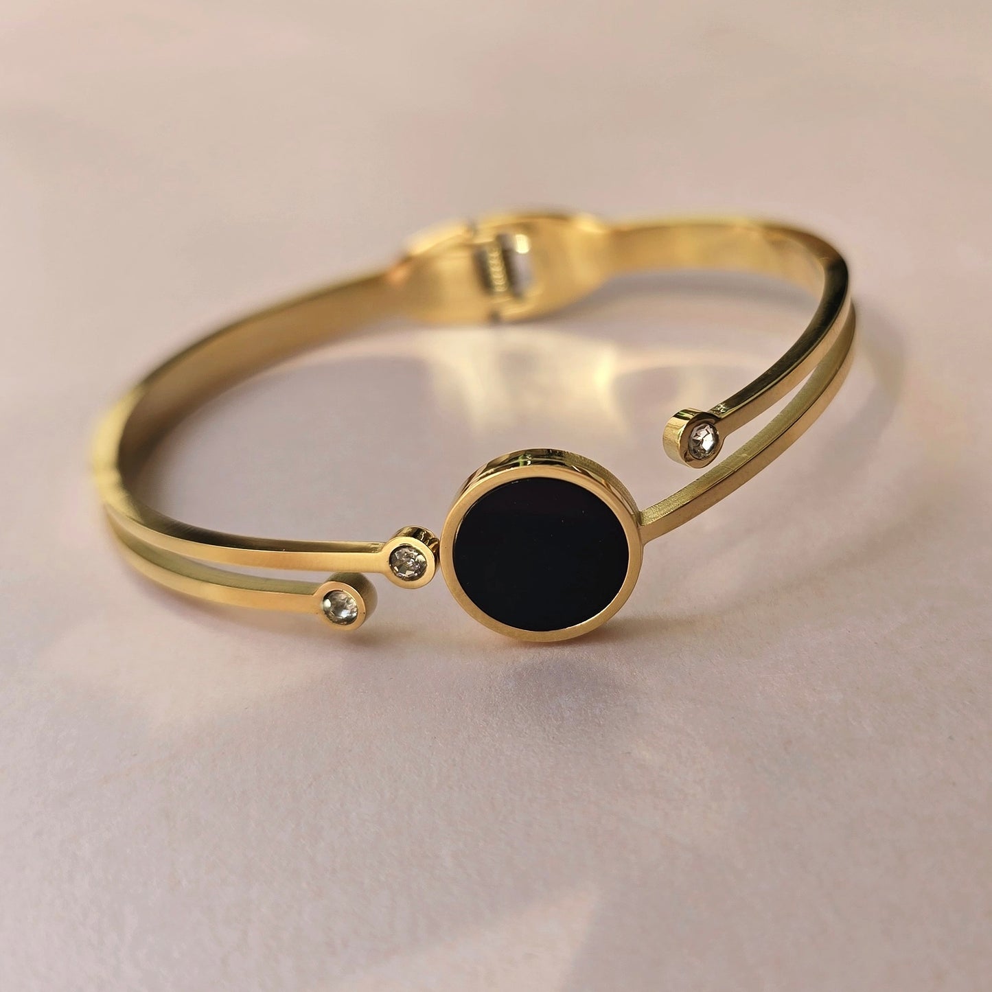 Gold Bracelet With Midnight Black Stone