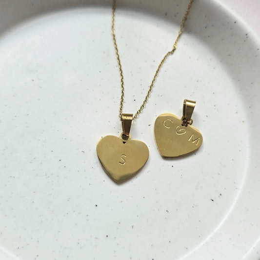 Custom Engraved Gold Heart Necklace