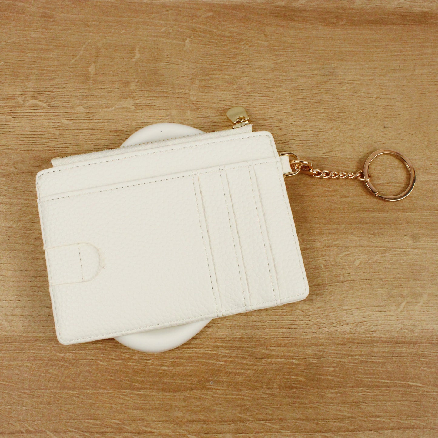 Pearly Pouch Leather Card Holder Keychain