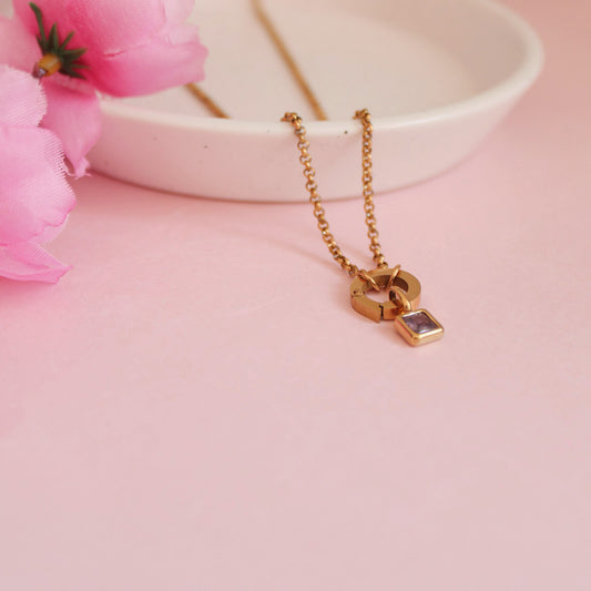 Gold February Birthstone Charm Necklace