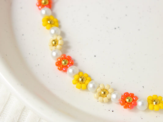 Sunshine Blooms Flower Beaded Bracelet