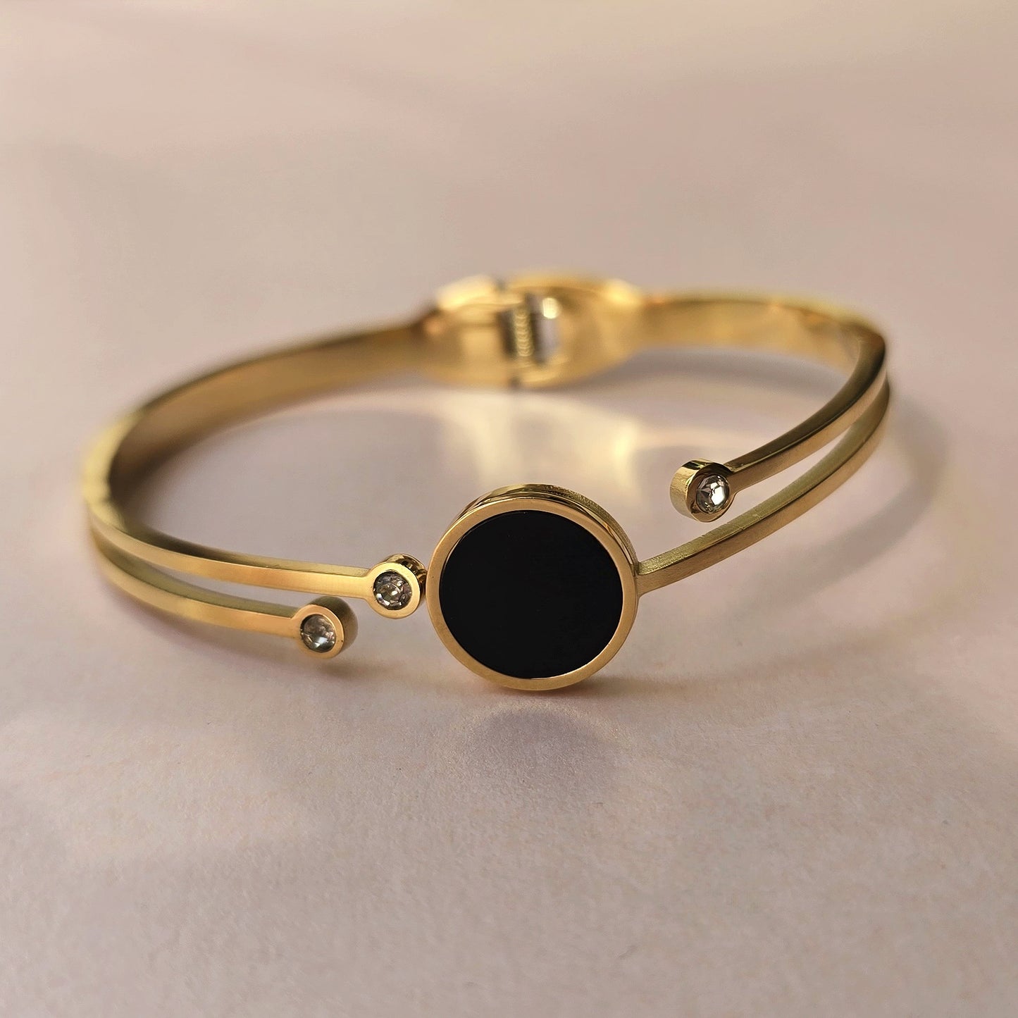 Gold Bracelet With Midnight Black Stone