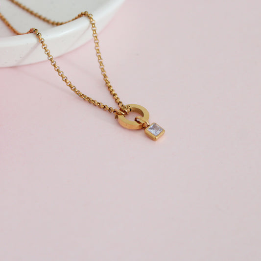 Gold June Birthstone Charm Necklace