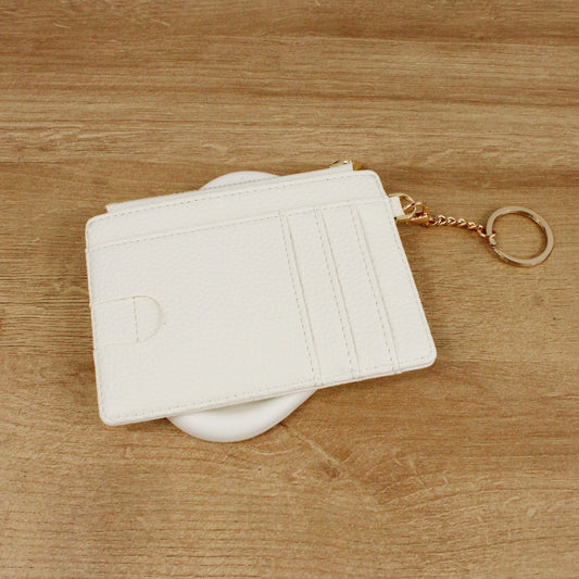 Pearly Pouch Leather Card Holder Keychain