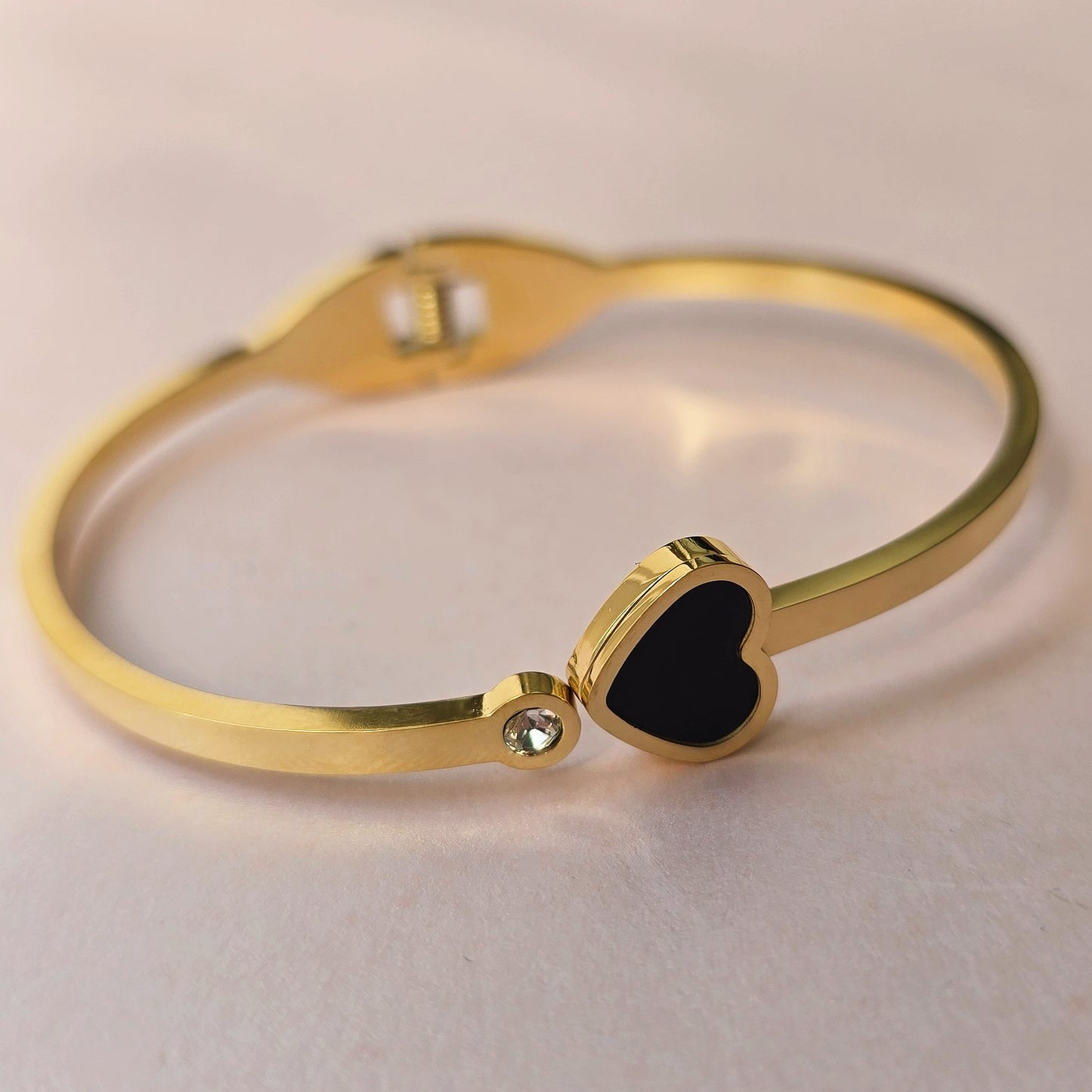 Gold Bracelet With Black Heart