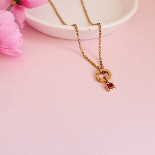 Gold January Birthstone Charm Necklace