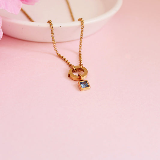 Gold September Birthstone Charm Necklace