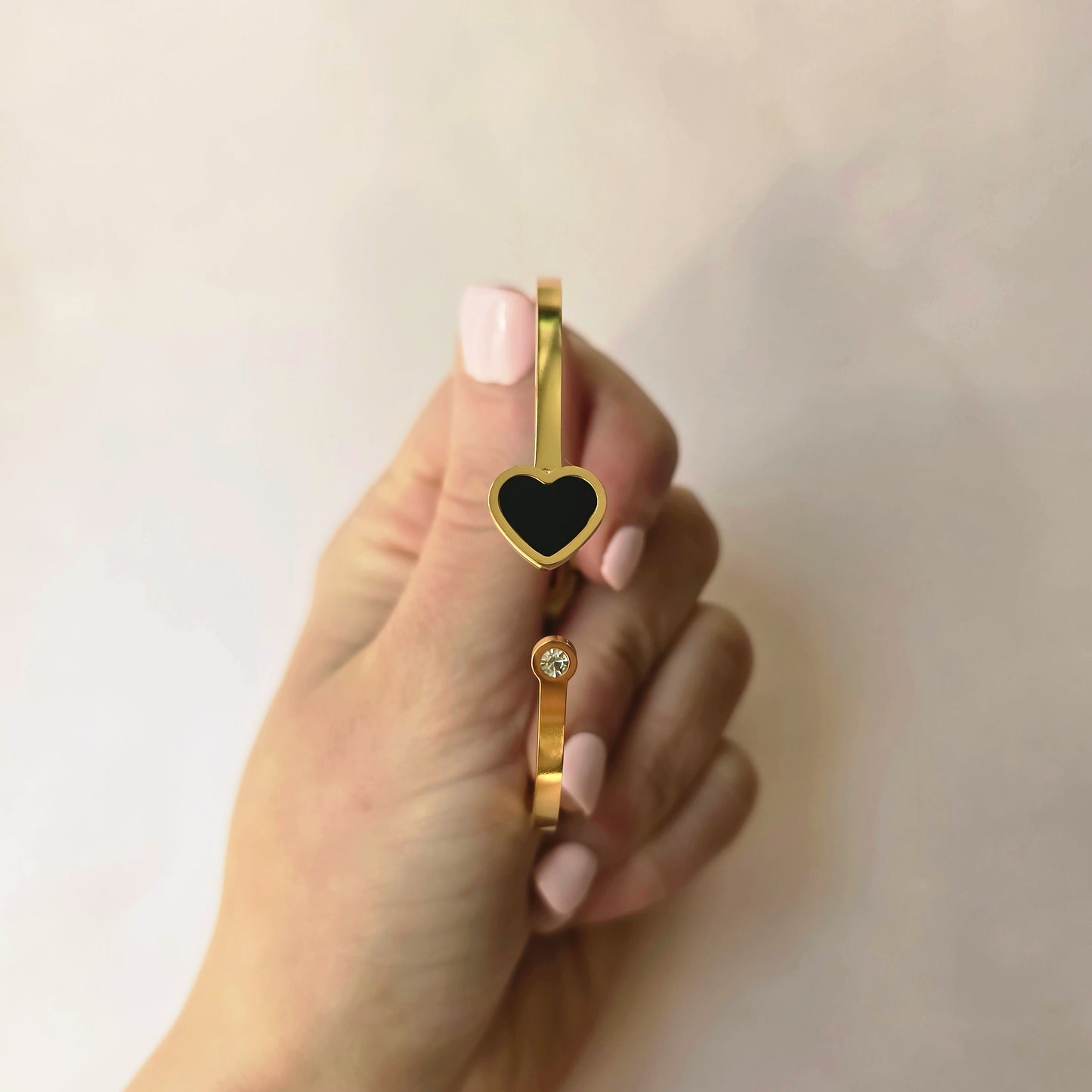 Gold Bracelet With Black Heart
