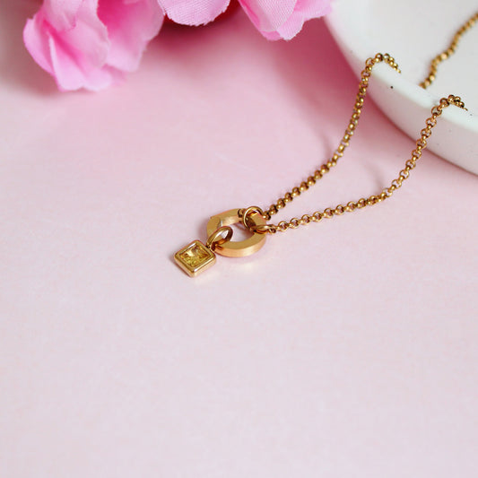 Gold November Birthstone Charm Necklace