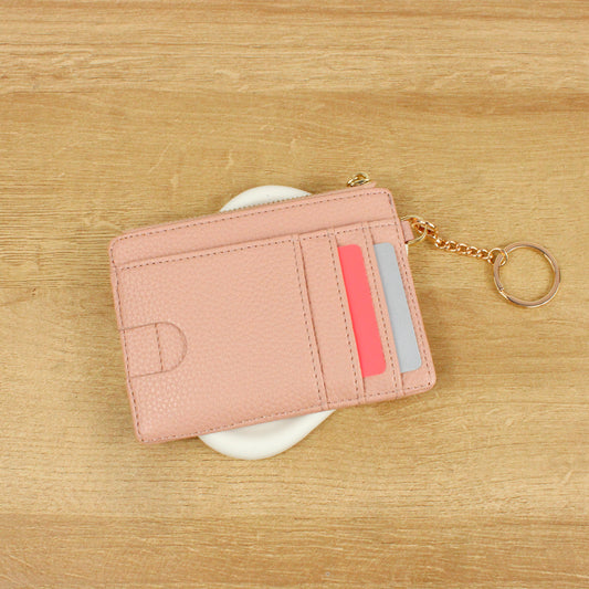 Blush Leather Card Holder Keychain