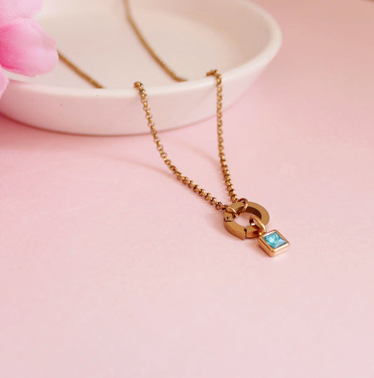 Gold December Birthstone Charm Necklace