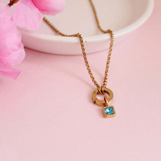 Gold December Birthstone Charm Necklace