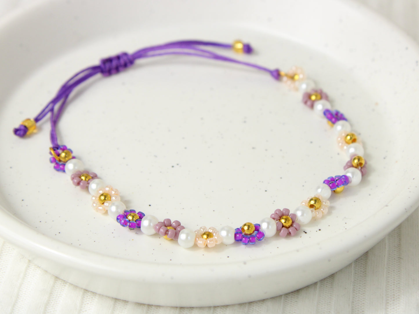 Set of 5 x Summer Flower Beaded Bracelets